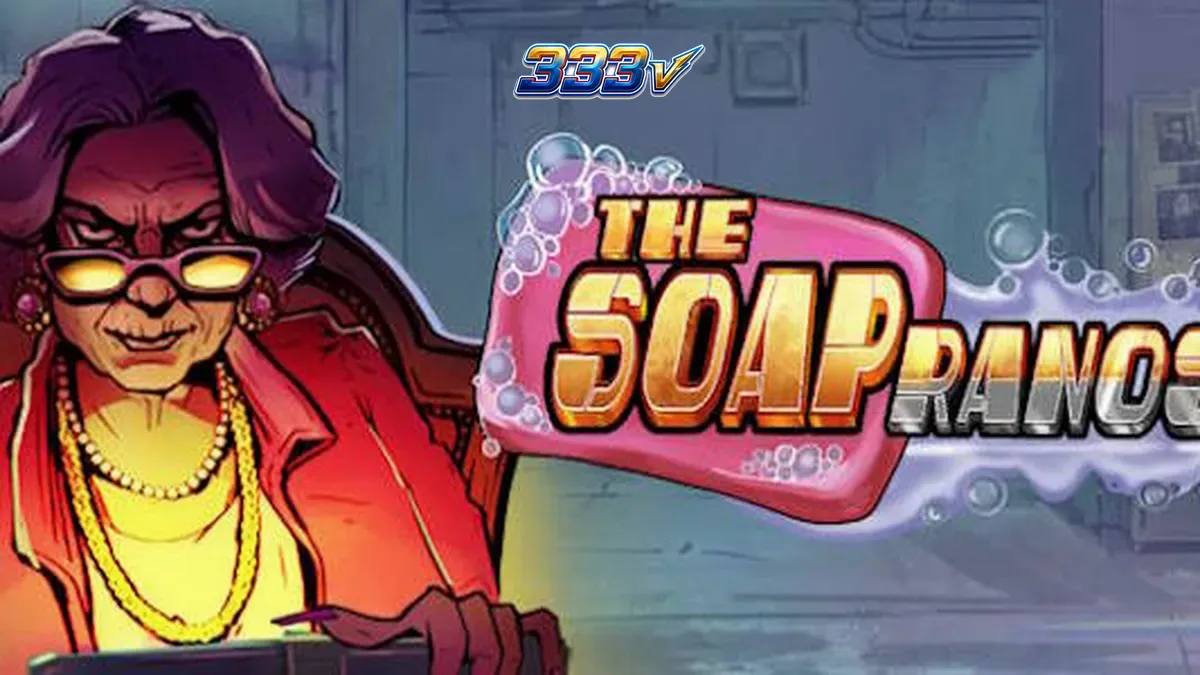 Tampilan visual slot Soapranos dengan elemen neon dan suasana dramatis